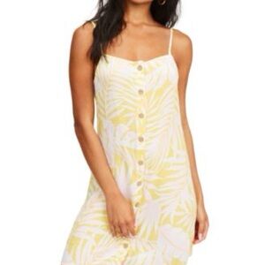 Billabong Yellow and White Leaf Print Swim Cover-Up